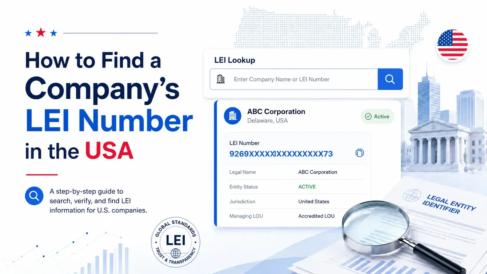 How to find a U.S. company's LEI number by legal name or LEI number